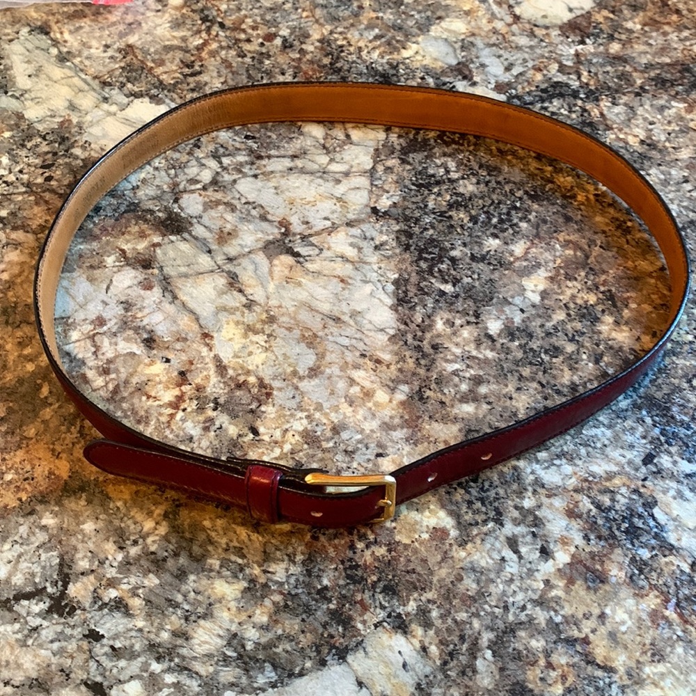 Leegin Men’s 34W Belt Burgundy Stitched Brass Buckle